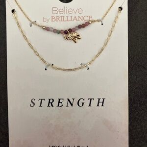Strength Gold Plated Strength Necklace(2 layered)